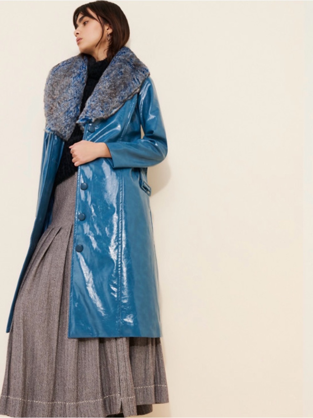 Hutch The Liv Teal Shiny Penny Lane Coat| S